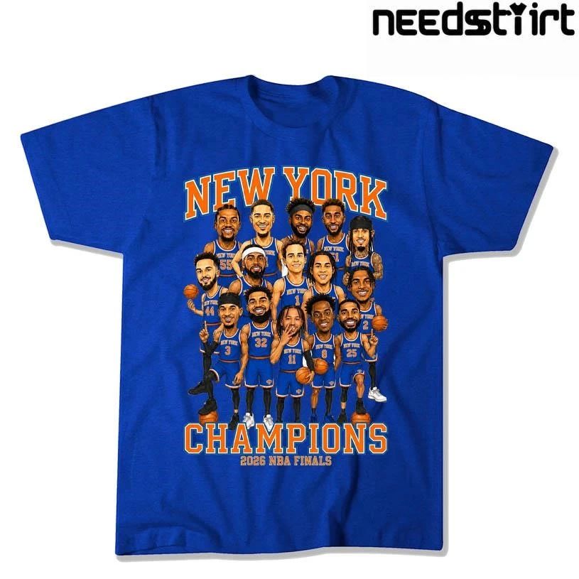 New York Knicks 2026 NBA Finals Champions Caricature T-Shirt