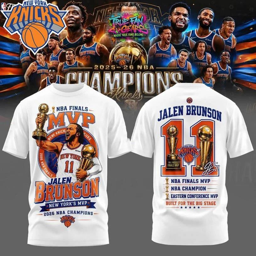 Jalen Brunson New York Knicks 2026 NBA Finals MVP Graphic Two Sided Shirt