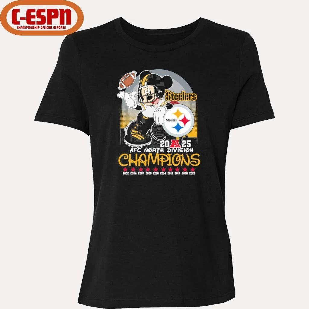 Mickey Mouse X Pittsburgh Steelers 2025 AFC North Division Champions Shirt