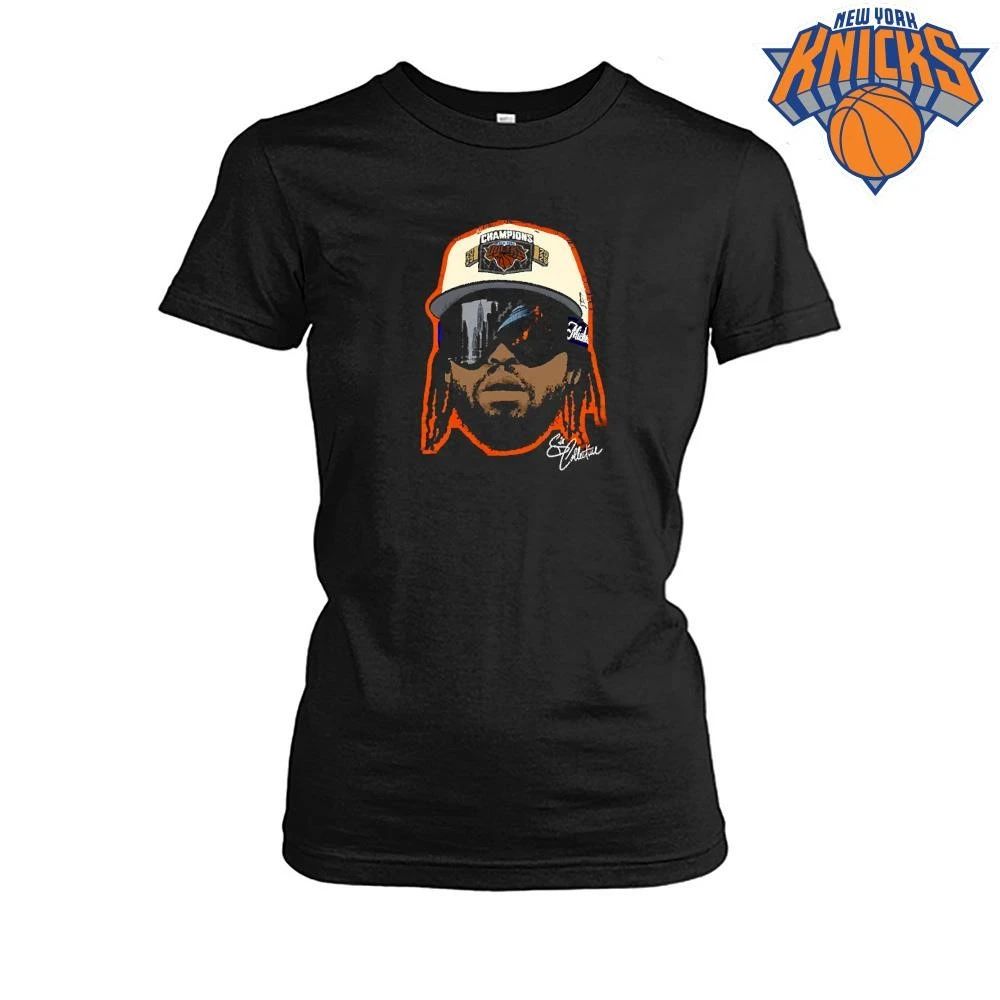 Basketball Player Wearing Championship Cap And Ski Goggles Reflecting NYC Skyline New York Knicks Champions NBA 2026 shirt