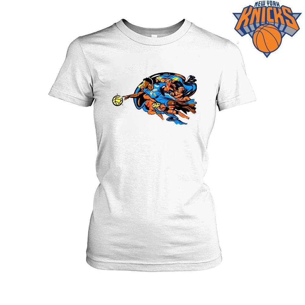 New York Knicks OG Anunoby Creation Of Adam Basketball Graphic Light Blue T Shirt
