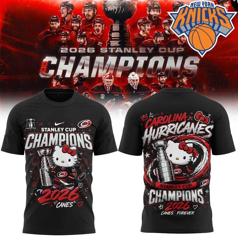 Carolina Hurricanes x Hello Kitty 2026 Stanley Cup 2-Time Champions Two Sided Shirt