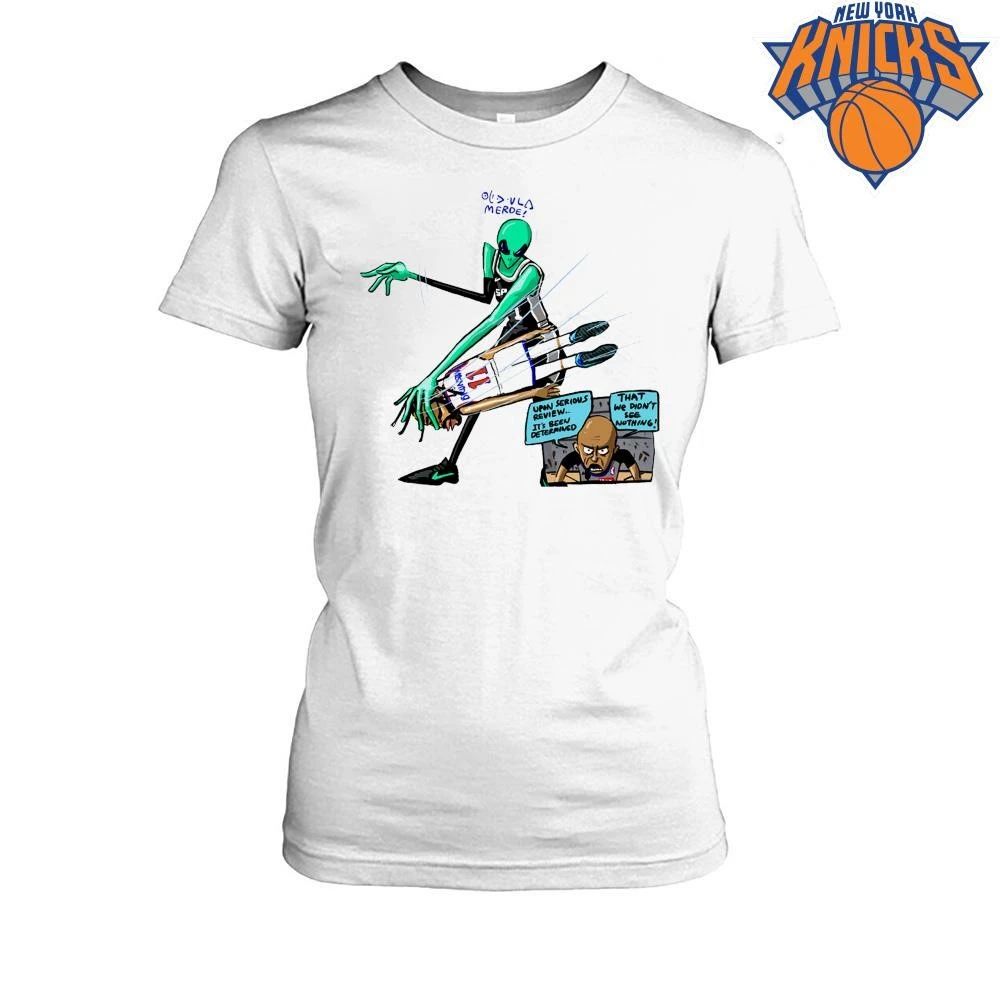 San Antonio Spurs Victor Wembanyama Alien vs New York Knicks Jalen Brunson Merde Comic NBA Finals 2026 Shirt