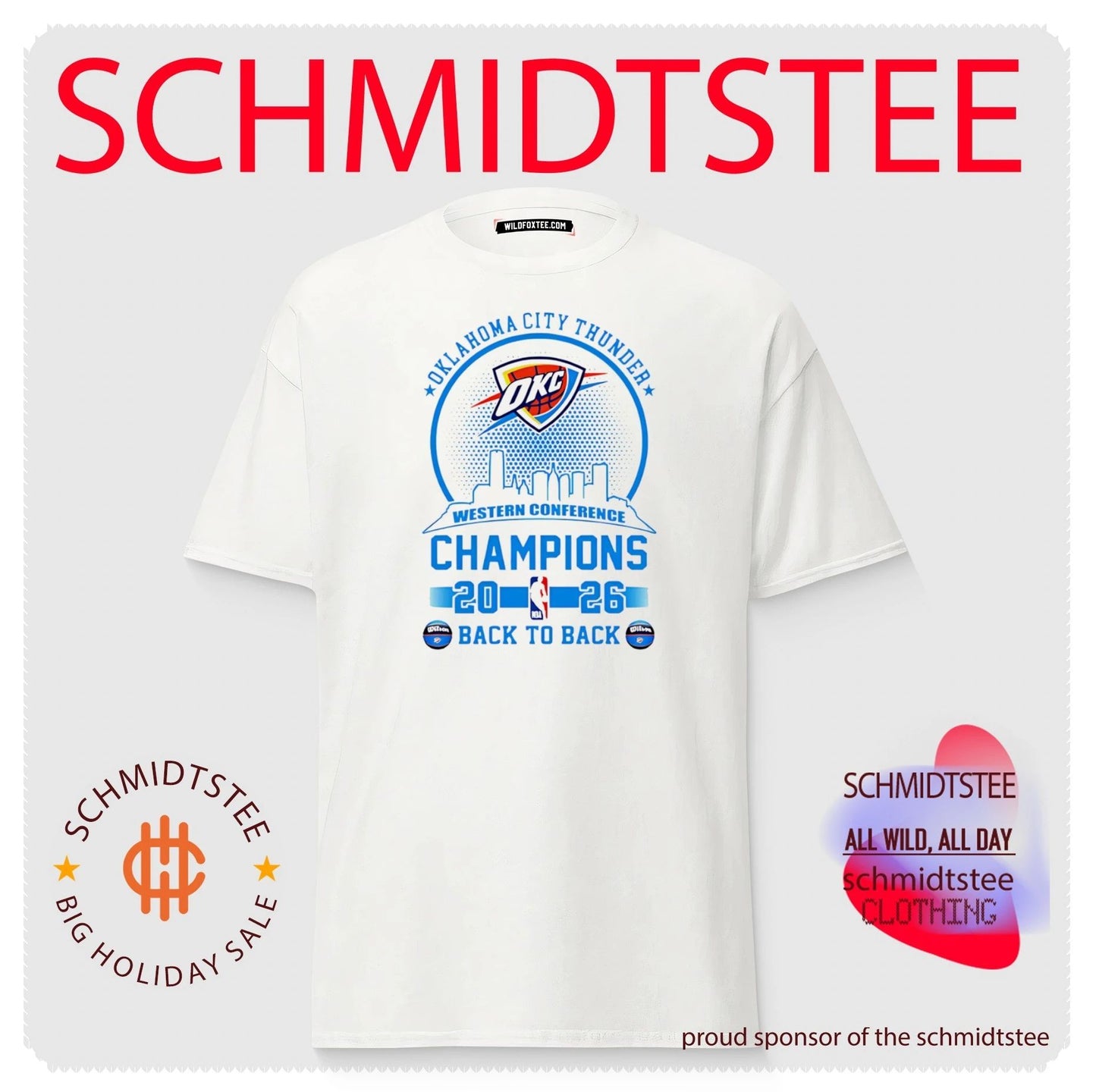 Oklahoma City Thunder 2026 Western Conference Champions back to back skyline shirt