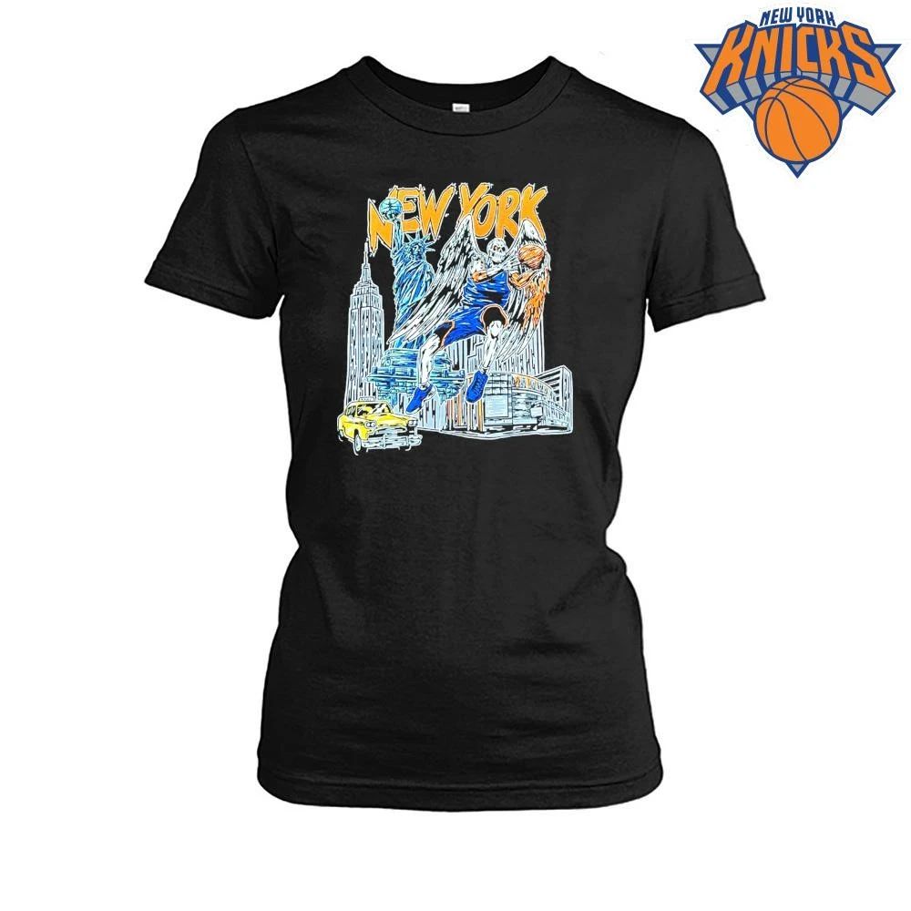 New York Knicks Skyline Statue of Liberty Angel Basketball Dunk Vintage Graphic NBA Finals 2026 Shirt