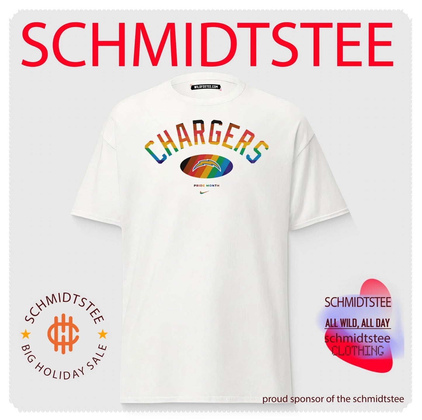 Los Angeles Chargers Pride Month Rainbow logo shirt