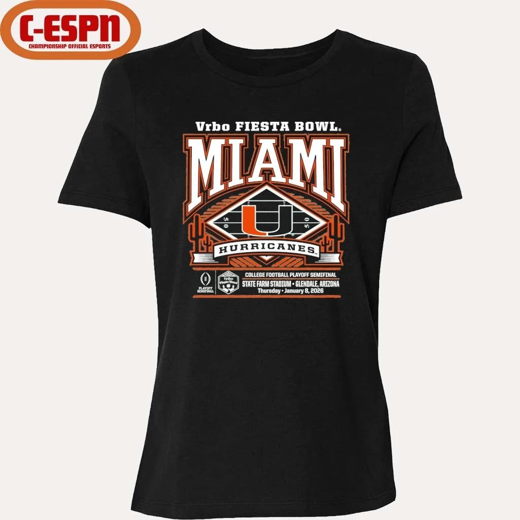 2026 Vrbo Fiesta Bowl Miami Hurricanes CFP Semifinal Power Frame T-Shirt