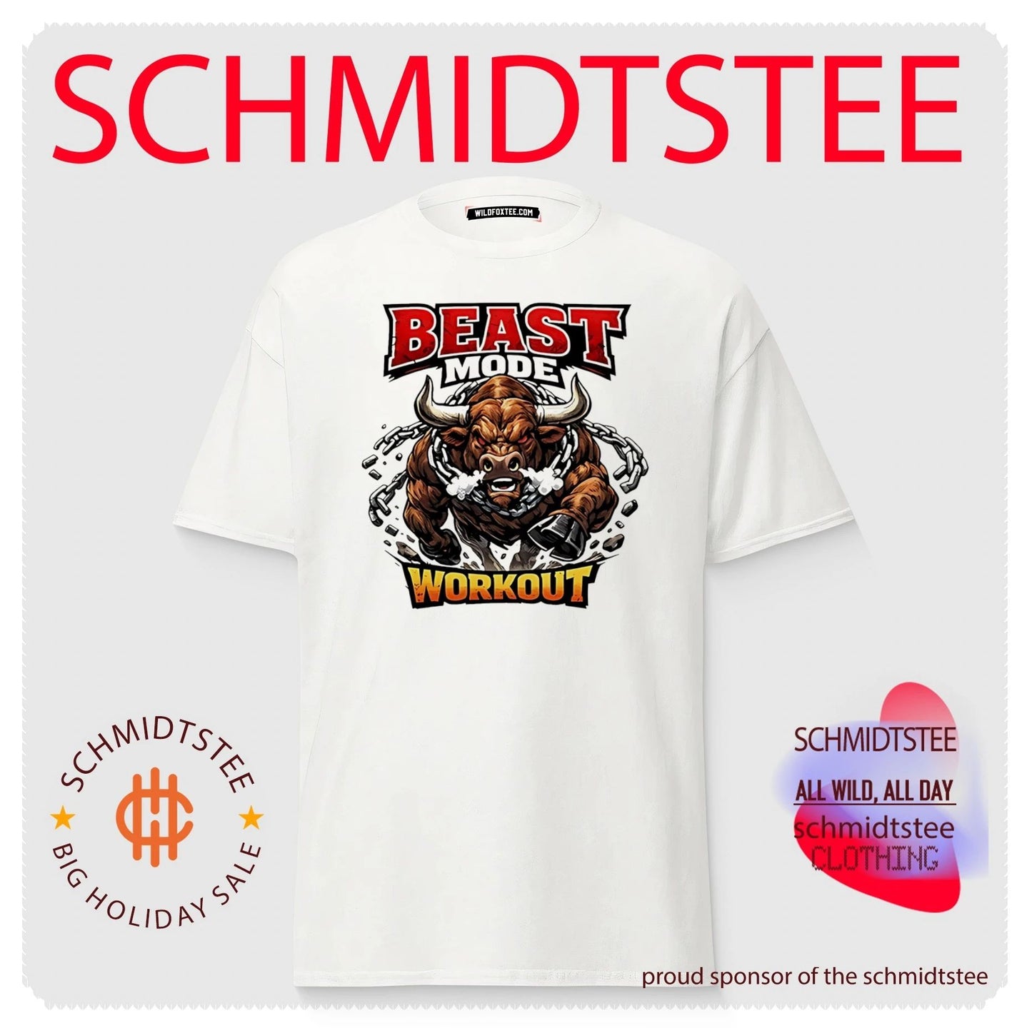 Beast mode workout illustrated bull with chains shirt