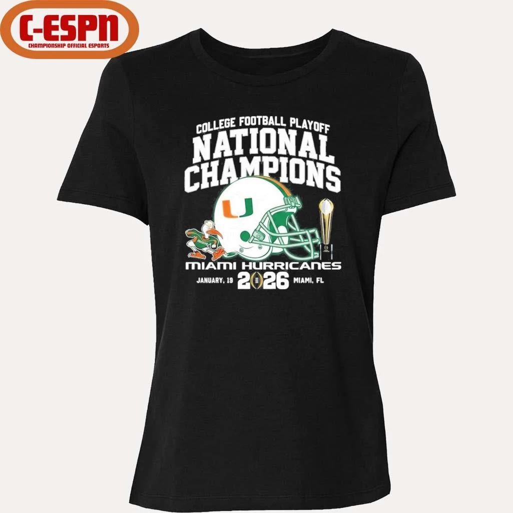 College Football Playoff National Champions Miami Hurricanes Helmet T-Shirt