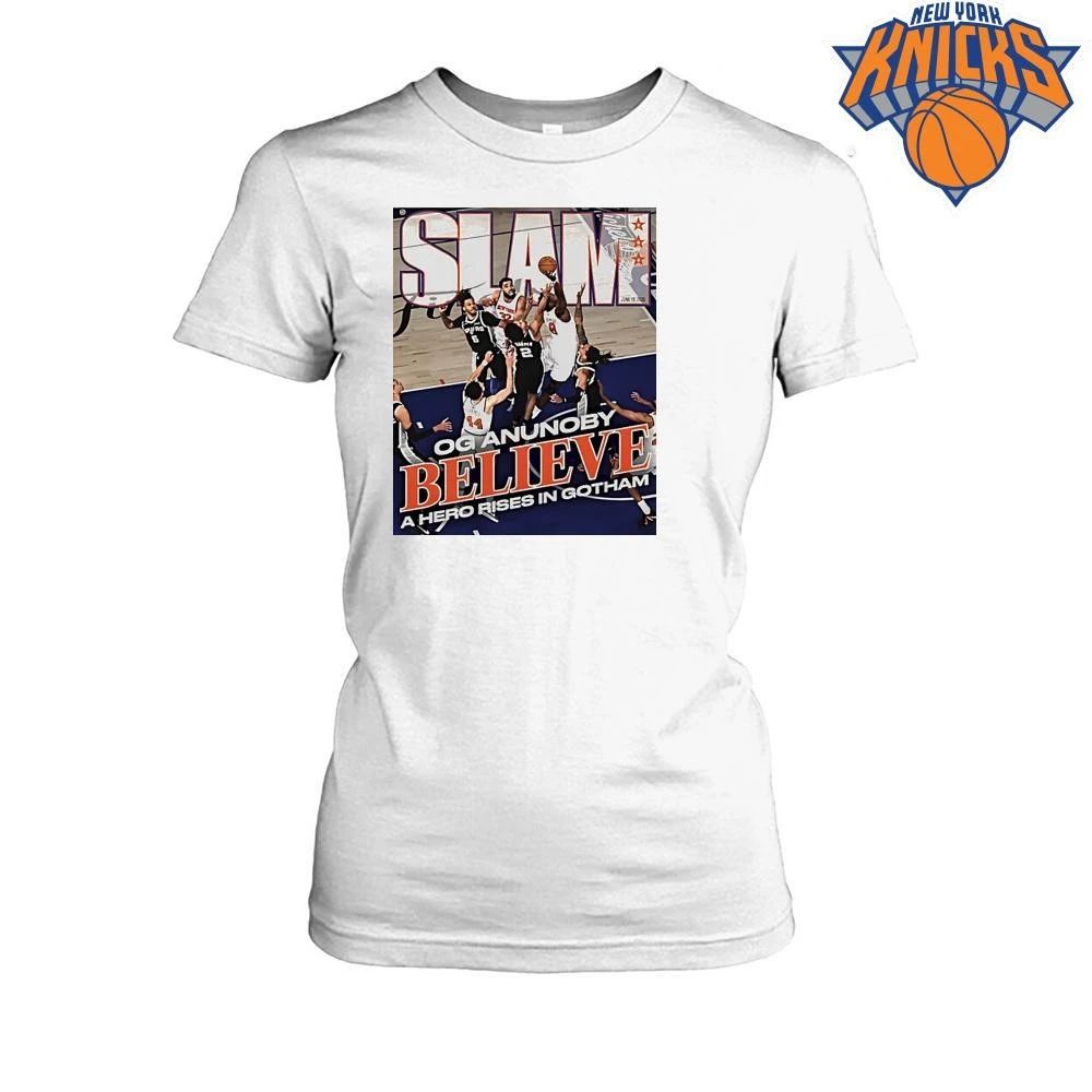 Og Anunoby Believe A Hero Rises In Gotham New York Knicks Basketball Nba 2026 Shirt
