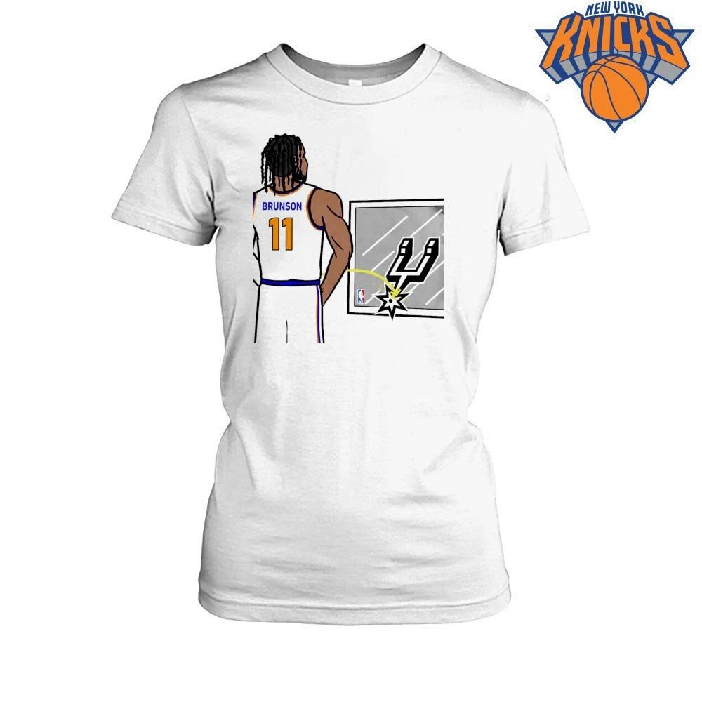 Jalen Brunson New York Knicks Peeing San Antonio Spurs Logo 2026 NBA Finals Shirt