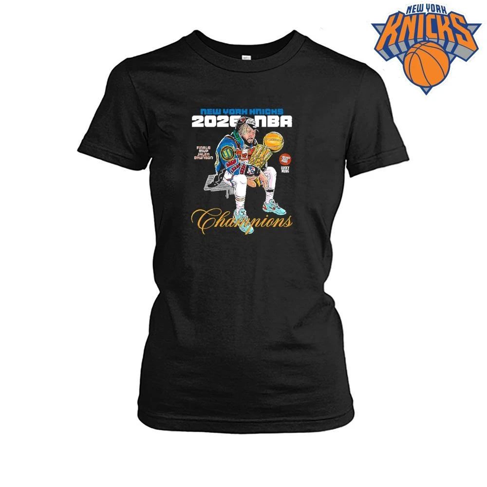 New York Knicks Champions NBA 2026 Jalen Brunson Finals MVP Bootleg Graphic Shirt