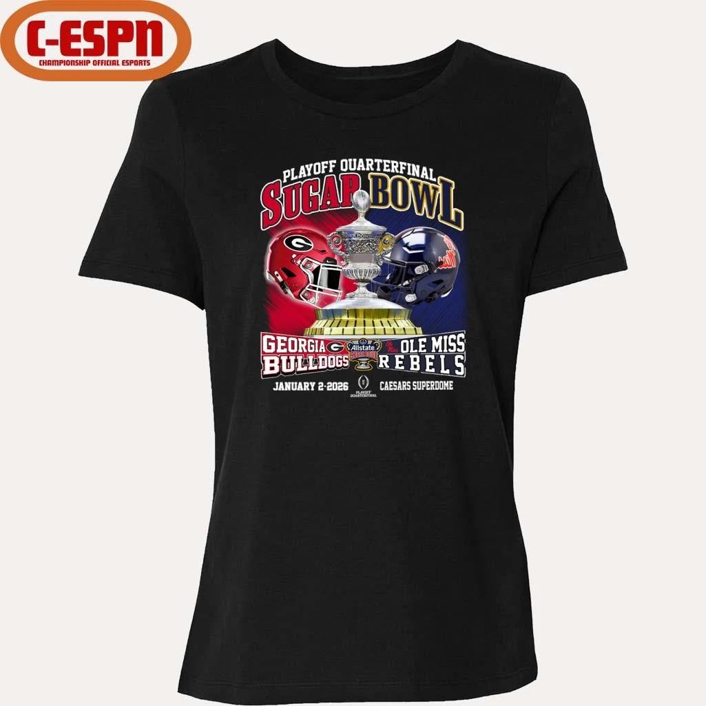 Playoff Quarterfinal Georgia Bulldogs Vs Ole Miss Rebels 2026 Sugar Bowl Helmet Matchup shirt