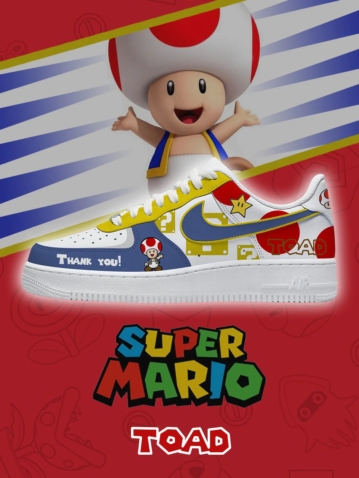 Super Mario ‘Toad’ Limited Edition Air Force 1 Shoes