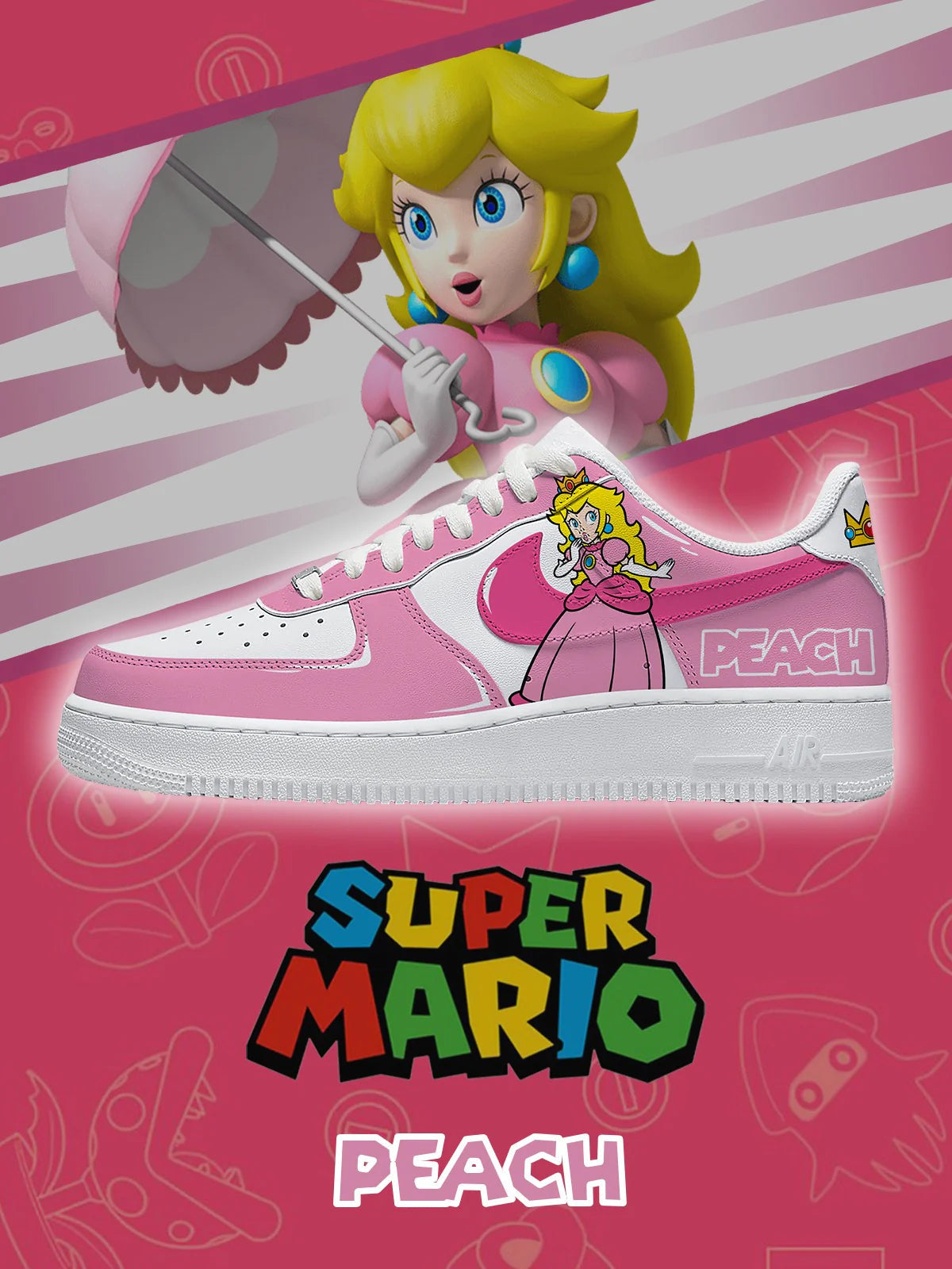 Super Mario ‘Peach’ Limited Edition Air Force 1 Shoes