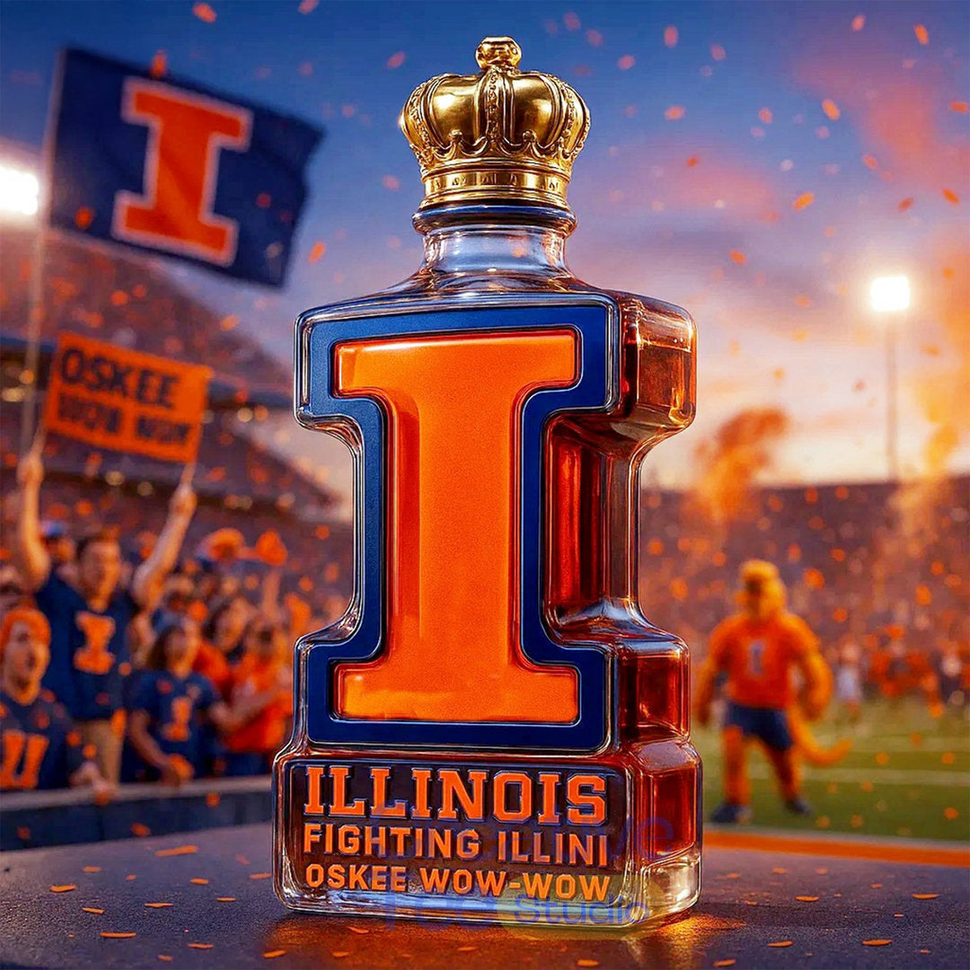 Illinois Fighting Illini ‘Oskee Wow Wow’ Whiskey Bottle