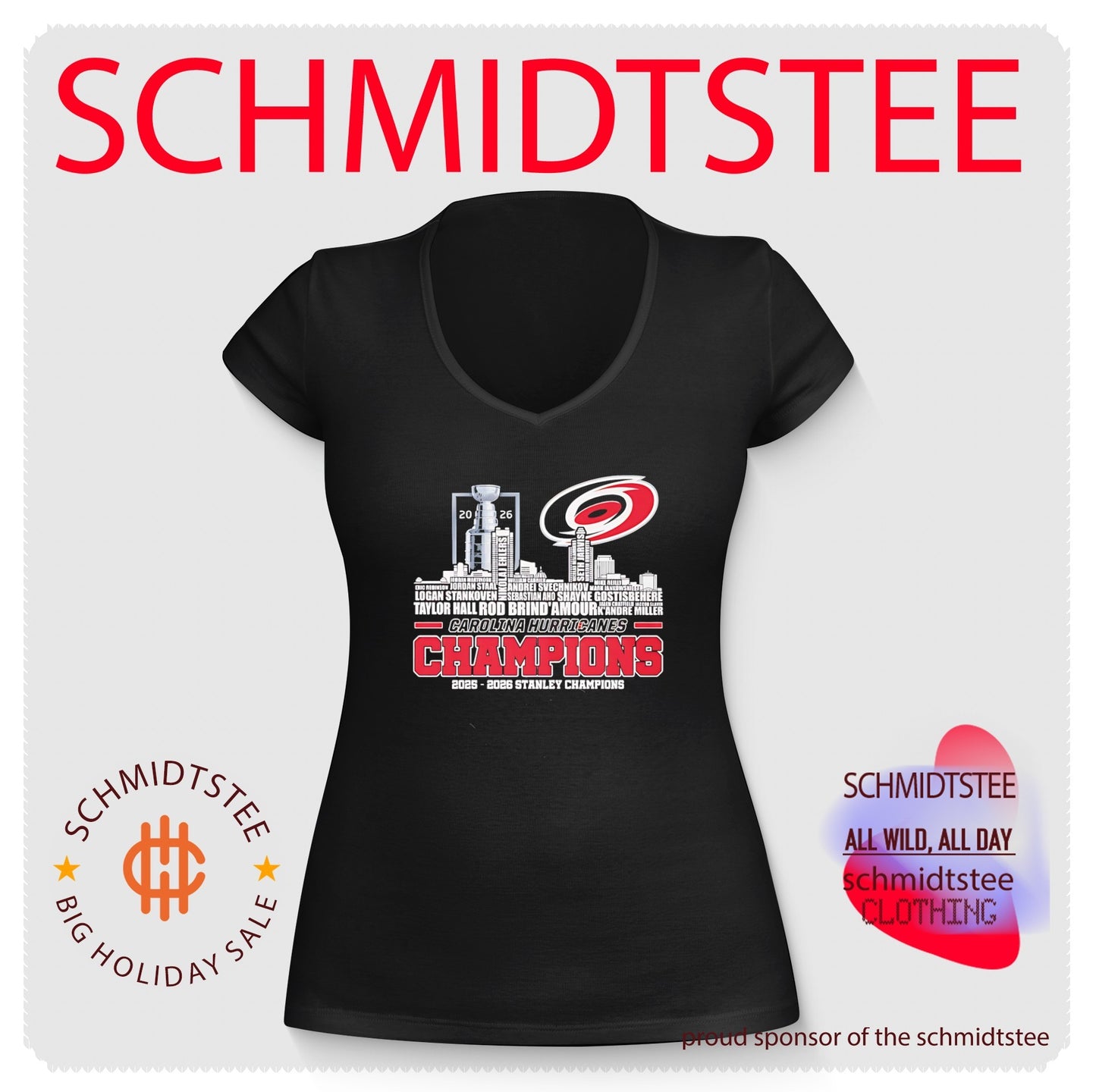 2025-2026 Stanley Champions Carolina Hurricanes player name skyline shirt