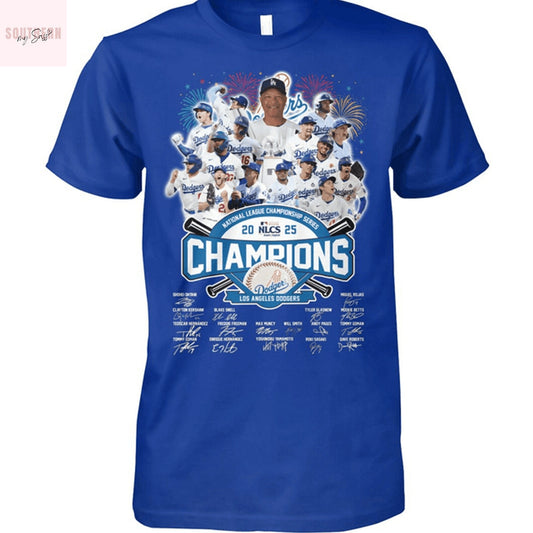 2025 National League Champions Los Angeles Dodgers Signature Unisex T-Shirt