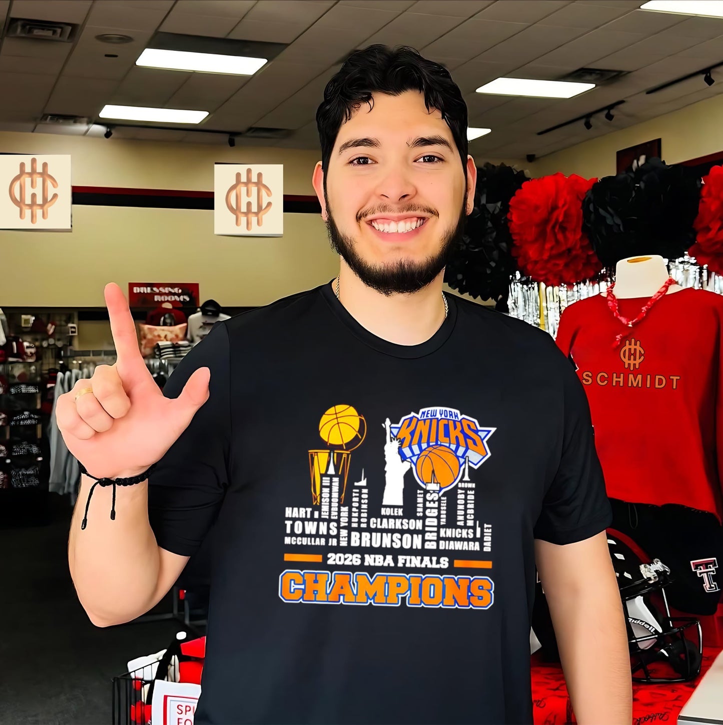 2026 NBA Finals Champions New York Knicks player name skyline shirt