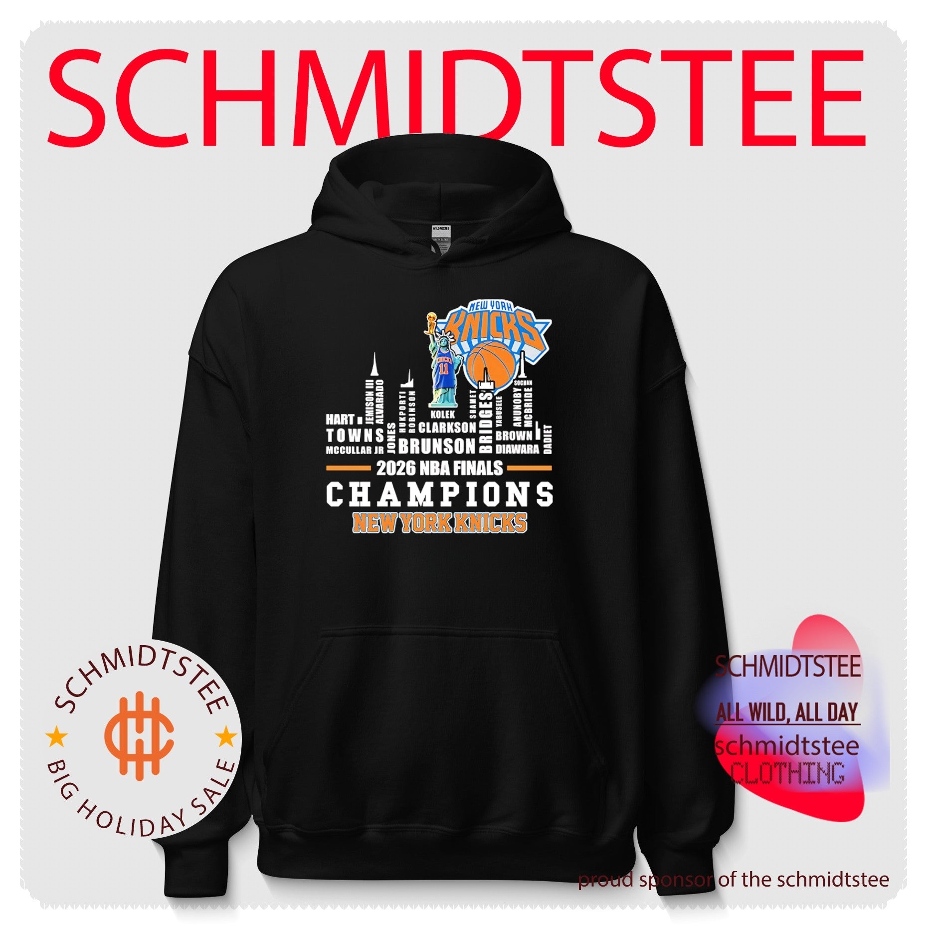 2026 NBA Finals Champions New York Knicks players name skyline shirt