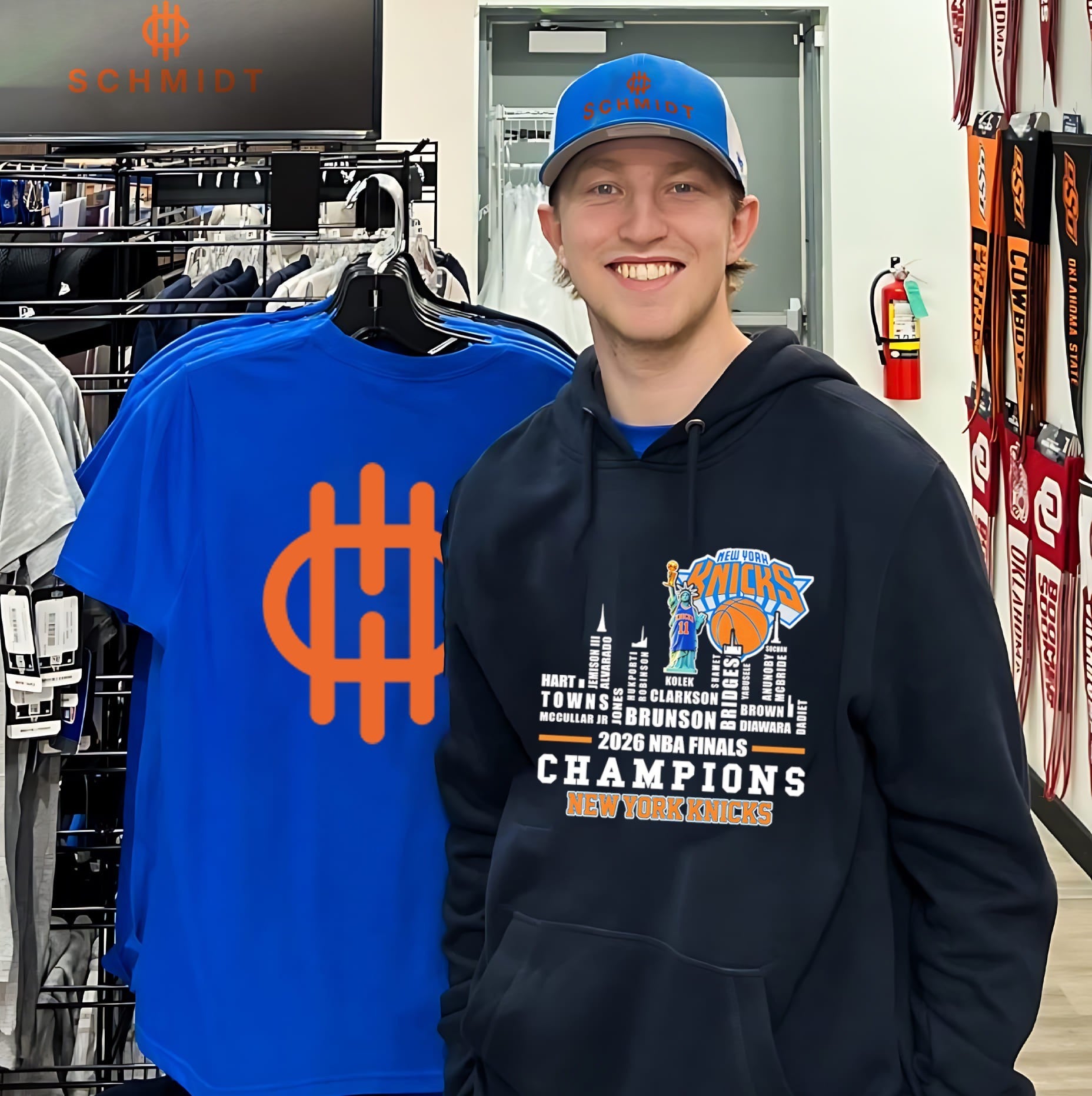2026 NBA Finals Champions New York Knicks players name skyline shirt