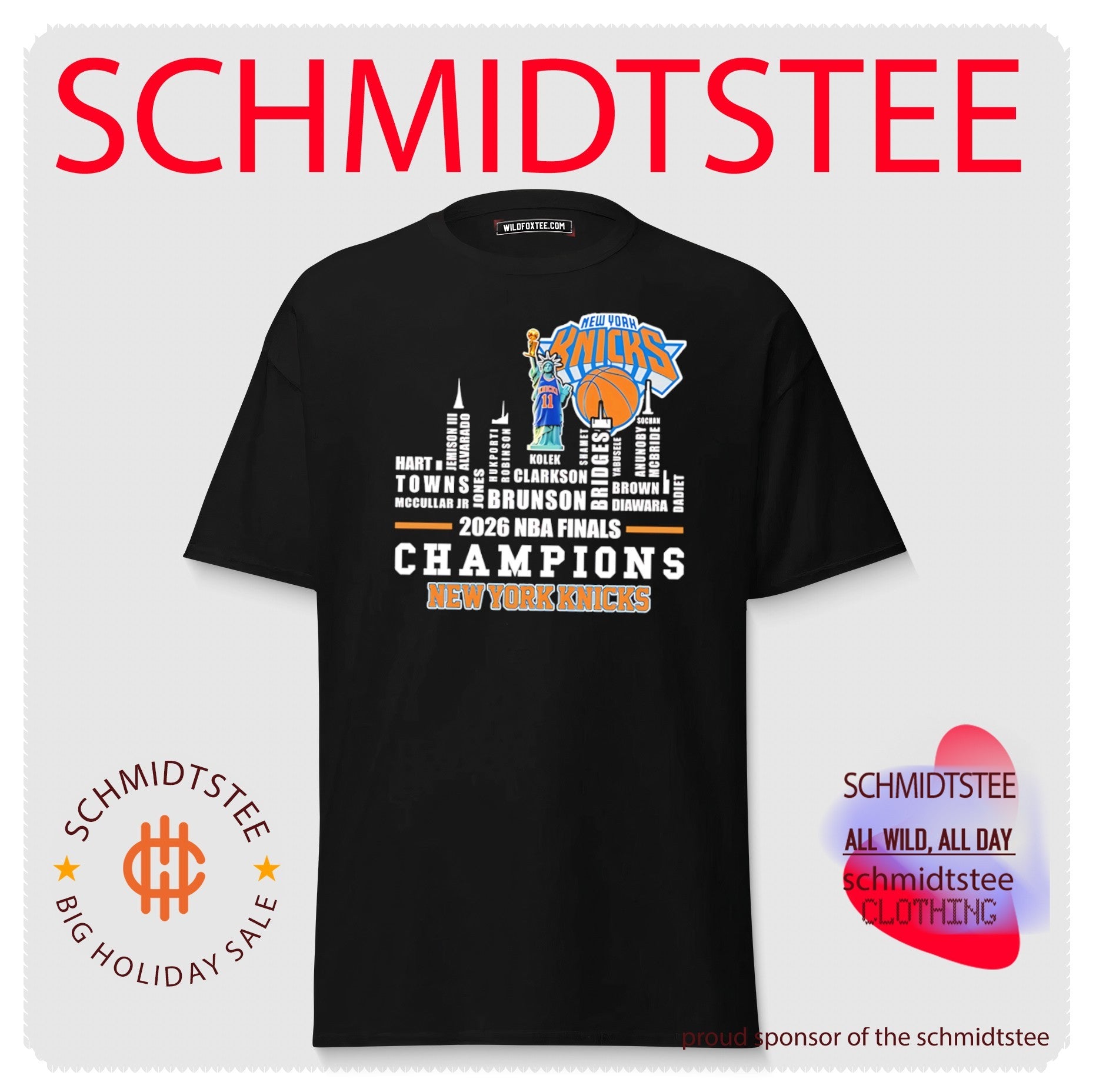 2026 NBA Finals Champions New York Knicks players name skyline shirt