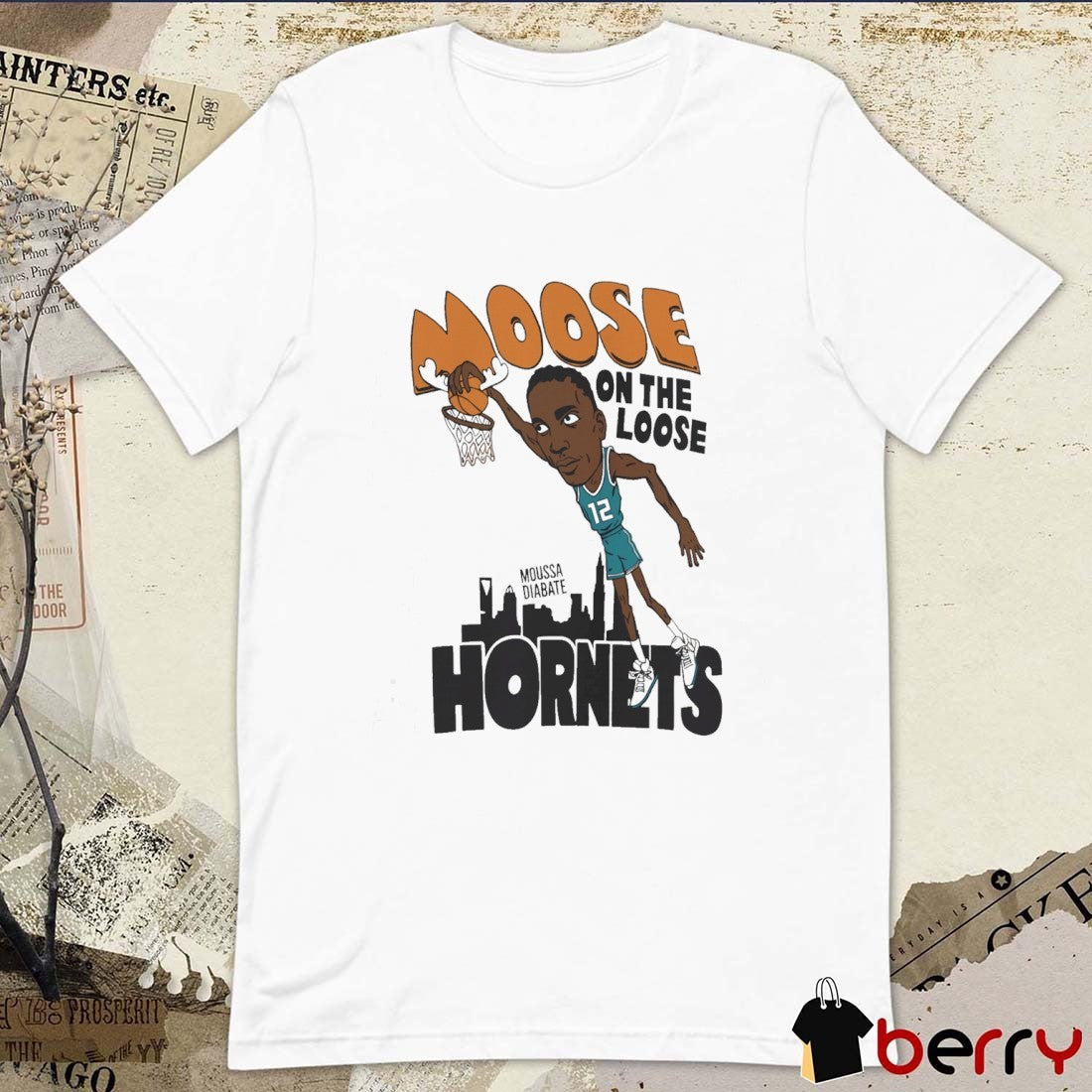 Offiicial Moose On The Loose Charlotte Hornets Basketball Moussa Diabate Caricature t-shirt