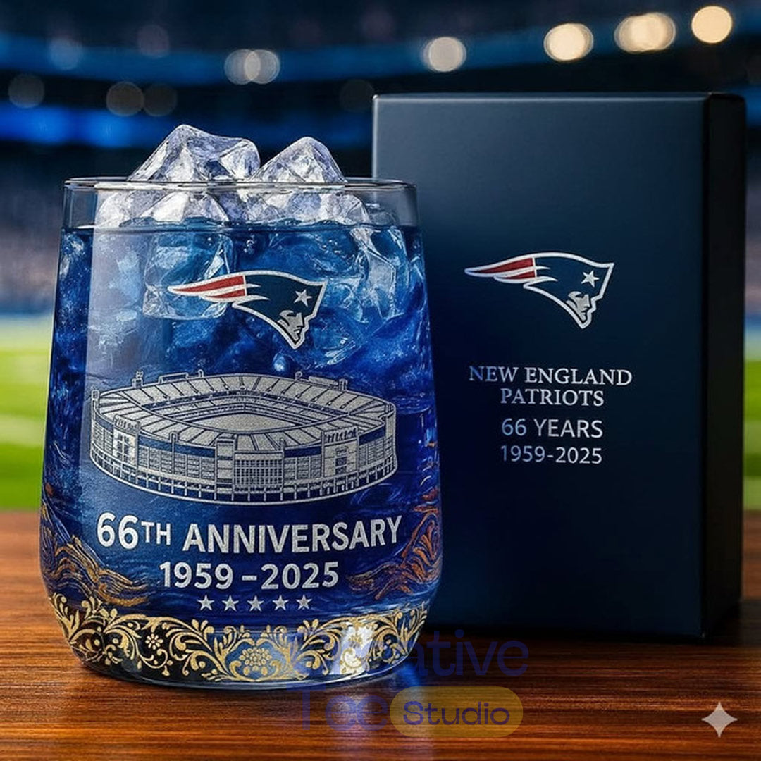 New England Patriots 66th Anniversary Whiskey Glass