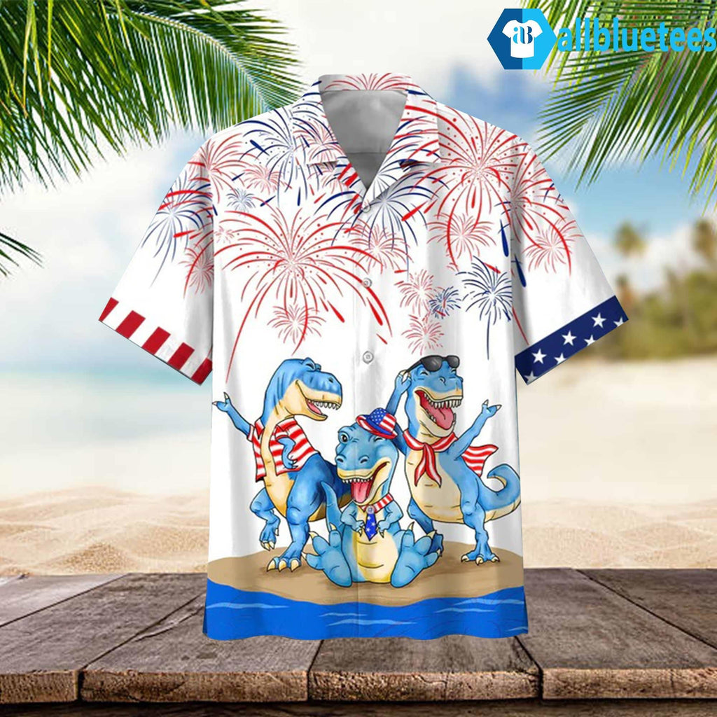 4th Of July Dinosaur Hawaiian Shirt