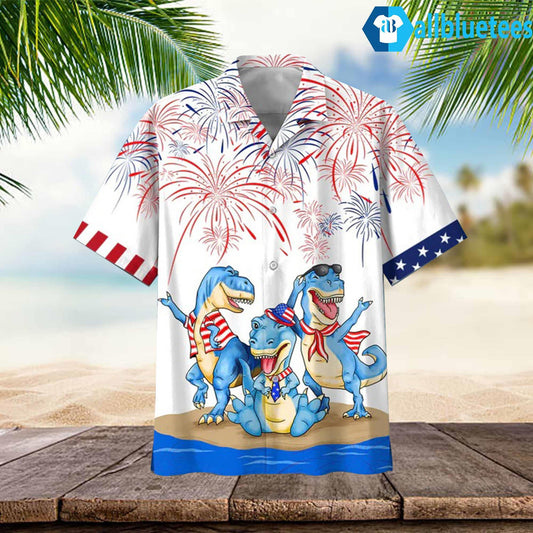 4th Of July Dinosaur Hawaiian Shirt