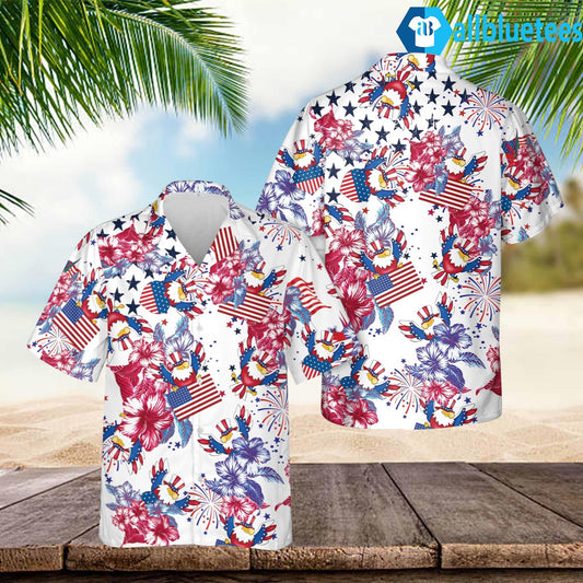 4th Of July Eagle Flower Hawaiian Shirt