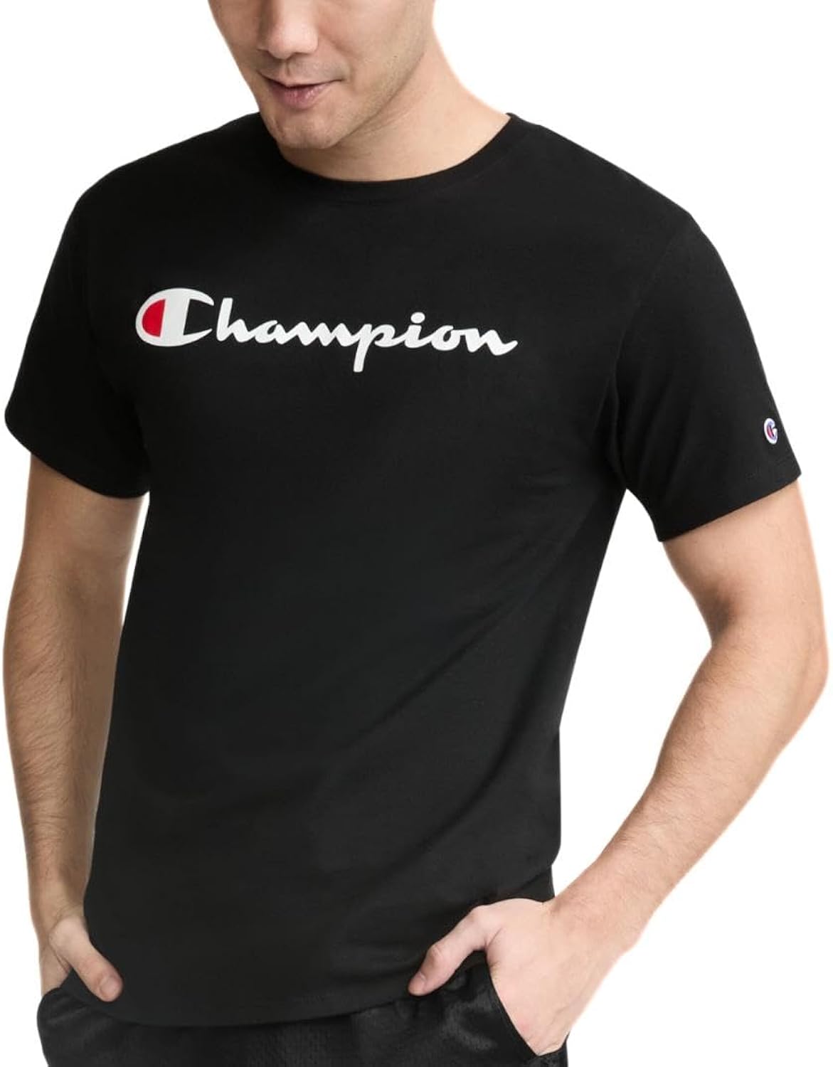 Men's Graphic Short Sleeve T-Shirt, Standard Fit, Classic Script Logo, Midweight 100% Cotton, Available in Regular and Big & Tall, Black, Medium