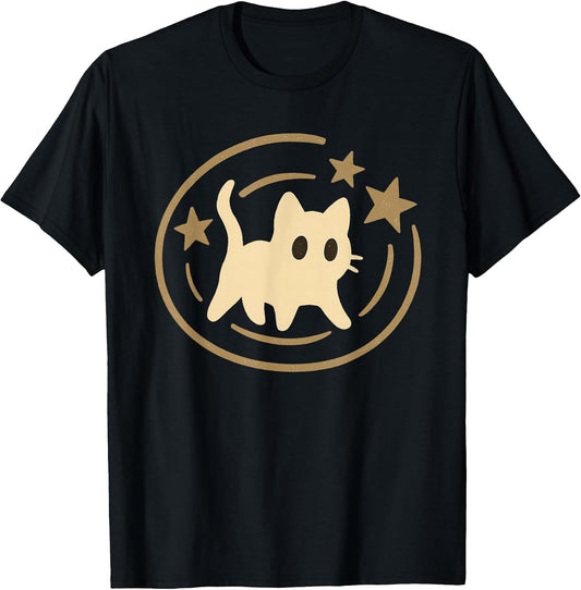 Vintage Y2K Creepy Cute Cat with Stars Graphic Tee