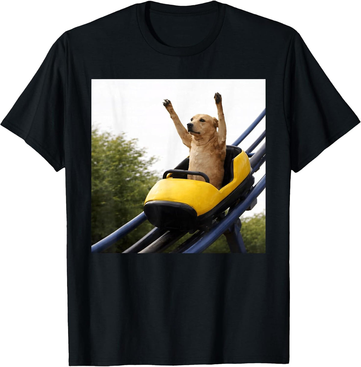 Funny Labrador Dog Riding Roller Coaster Meme for Dog Lovers T-Shirt
