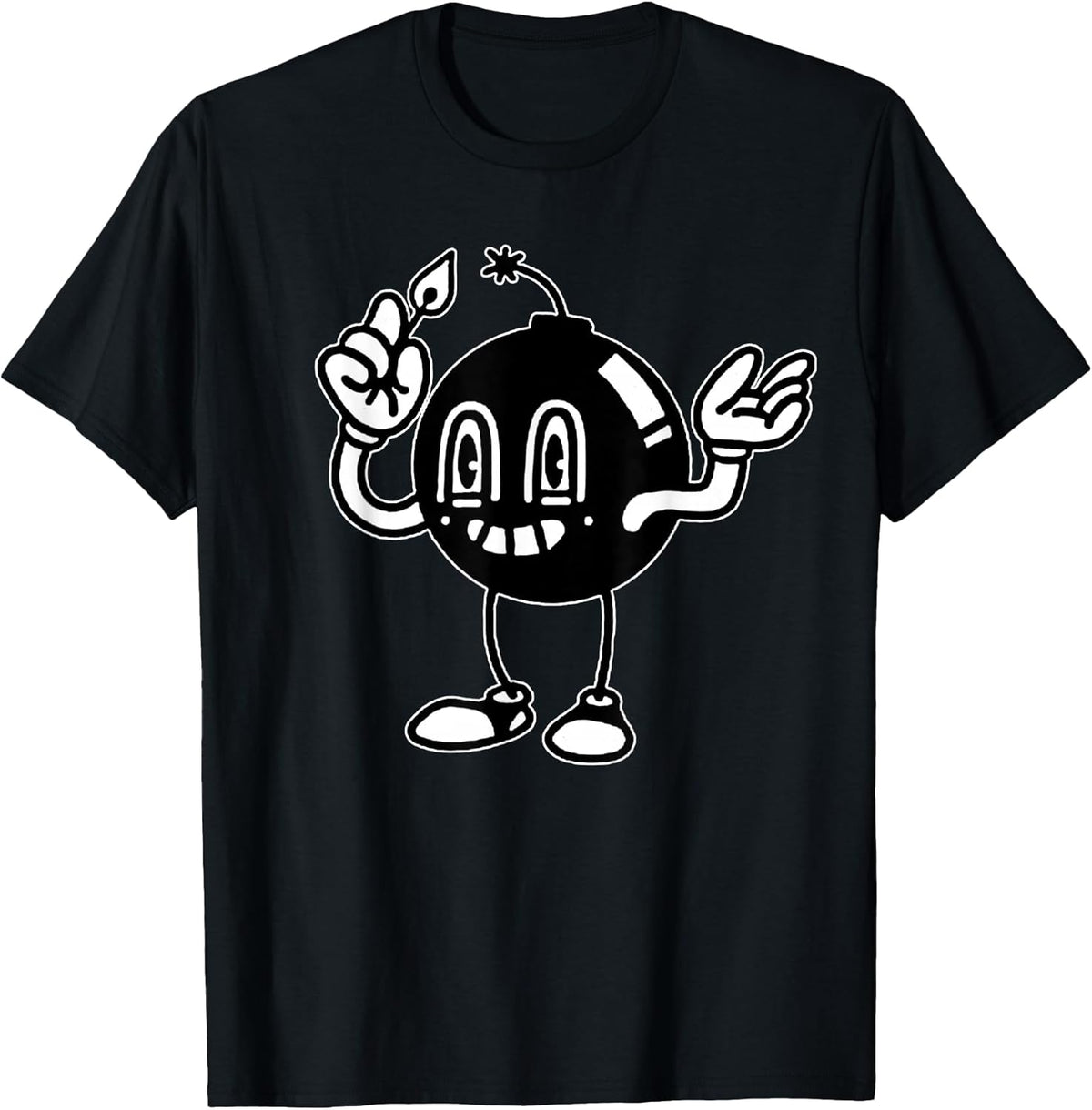 Ticking Time Bomb Cartoon Minimal T-Shirt, Small