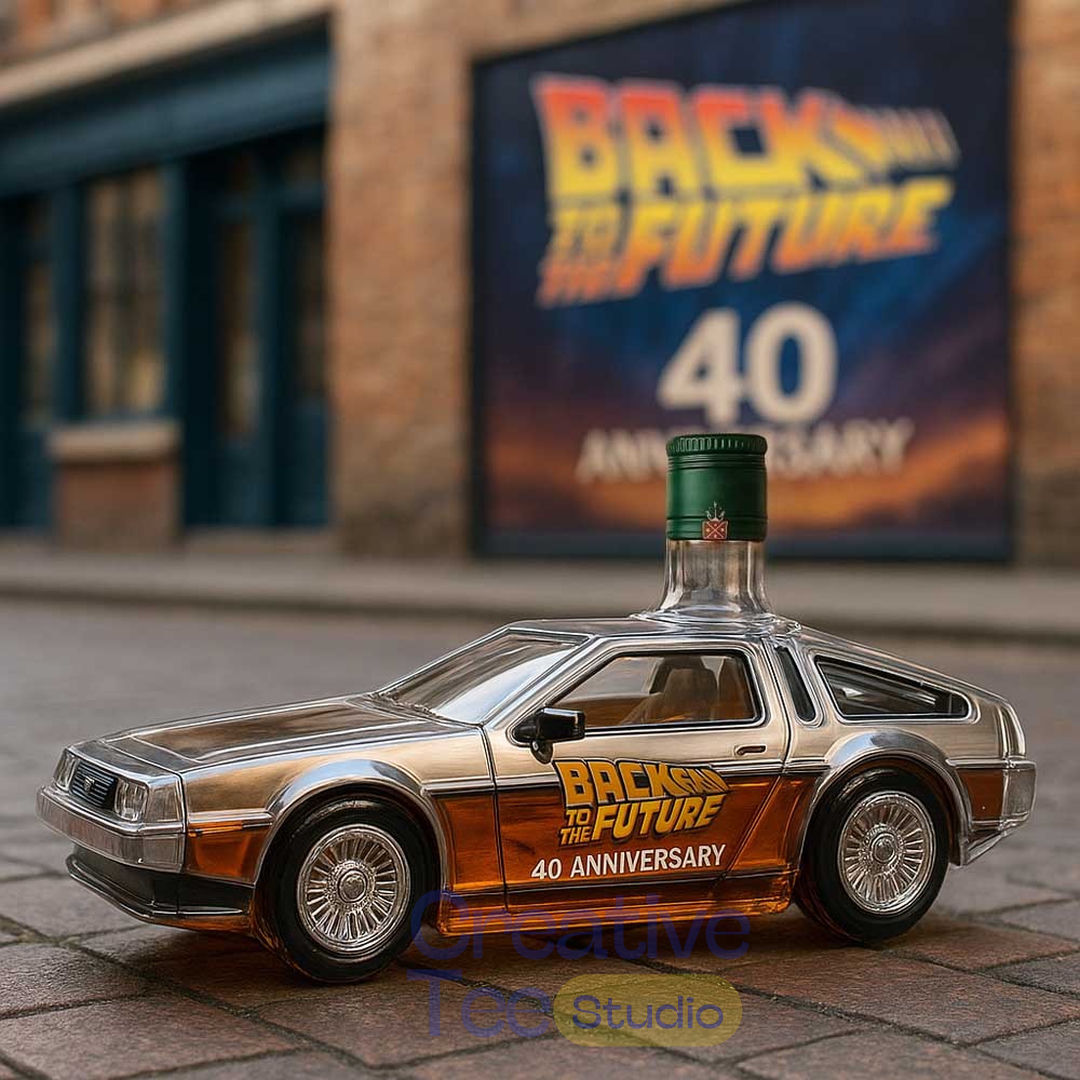 Back to the Future 40th Anniversary DeLorean Whiskey Bottle