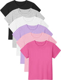 Baby and Toddler Girls Short Sleeve T-Shirts Cotton Crewneck Shirts Basic Solid Tees Summer Casual Tops, Multipack
