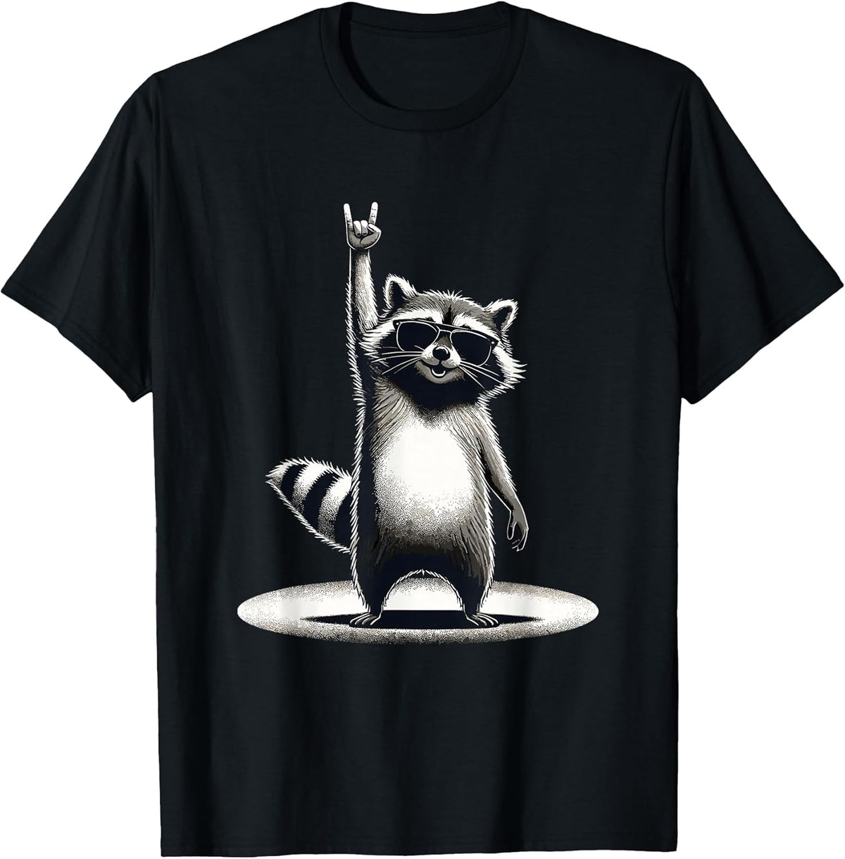 Retro Raccoon Rock Music Gift Men Kids Women Funny Raccoon T-Shirt