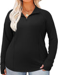 Womens Plus Size Workout Tops Long Sleeve 1/4 Zip UV Sun Protection Quick Dry Hiking Athletic Shirts Rash Guard UPF 50+