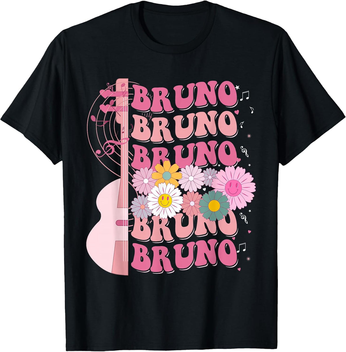 Girl Retro Bruno First Name Personalized Groovy 80's T-Shirt