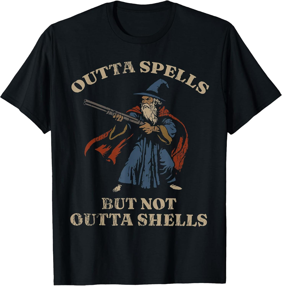 Outta Spells But Not Outta Shells Wizard Fantasy Meme T-Shirt
