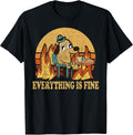 Everything is Fine Dog Drinking Coffee Burning Meme T-Shirt Small