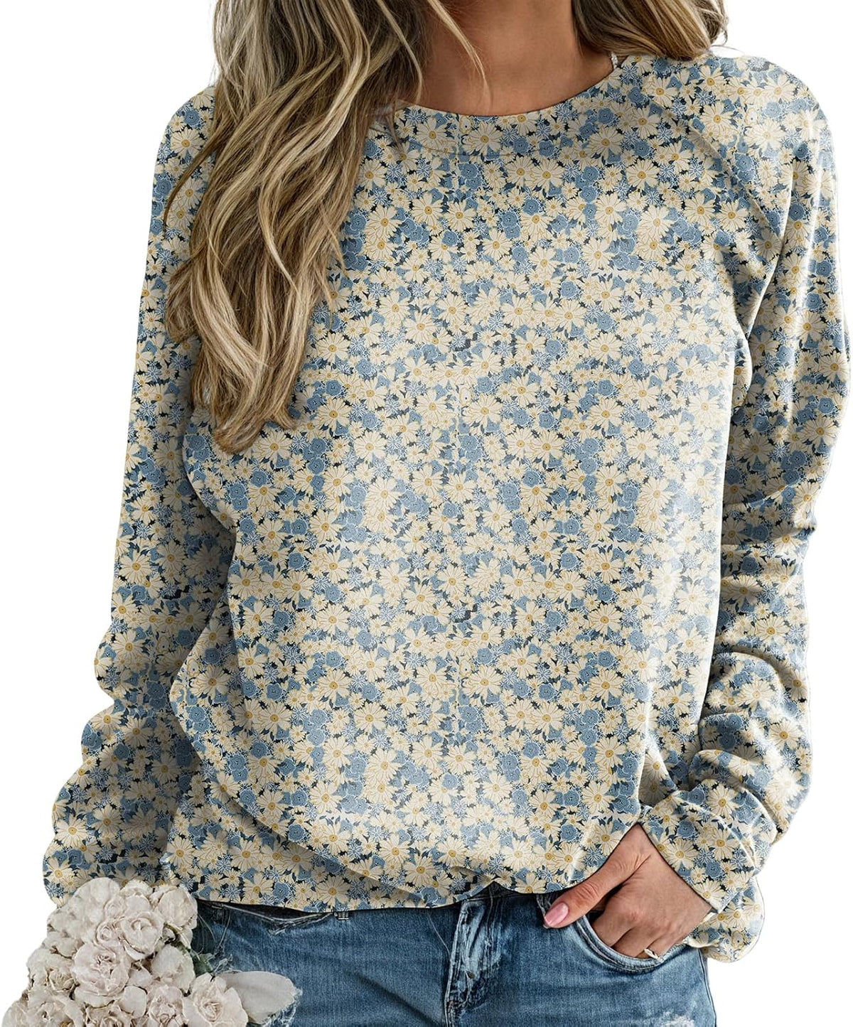 Womens Shirt Fashion Long Sleeve Graphic Fall Basic Lightweigt Comfy Crewneck Pullover Tops