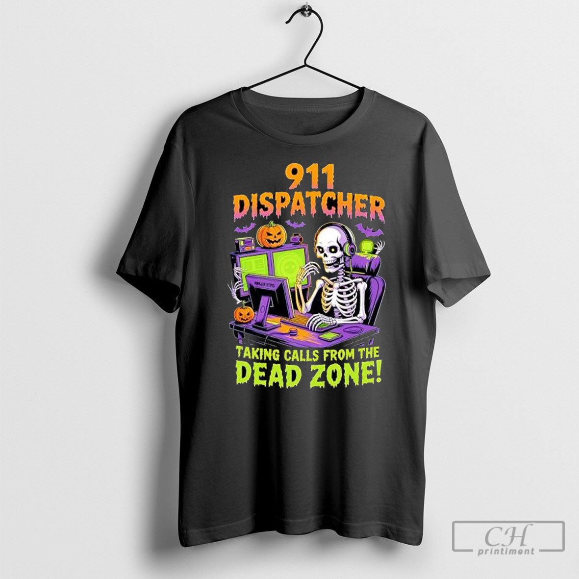 911 Dispatcher Taking Calls From The Dead Zone Skeleton Halloween Shirt Sweater
