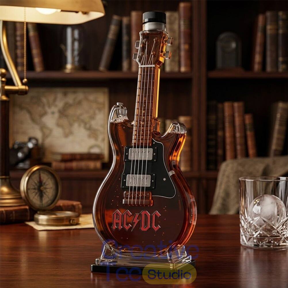 AC/DC Guitar Shaped Limited Edition Whiskey Bottle
