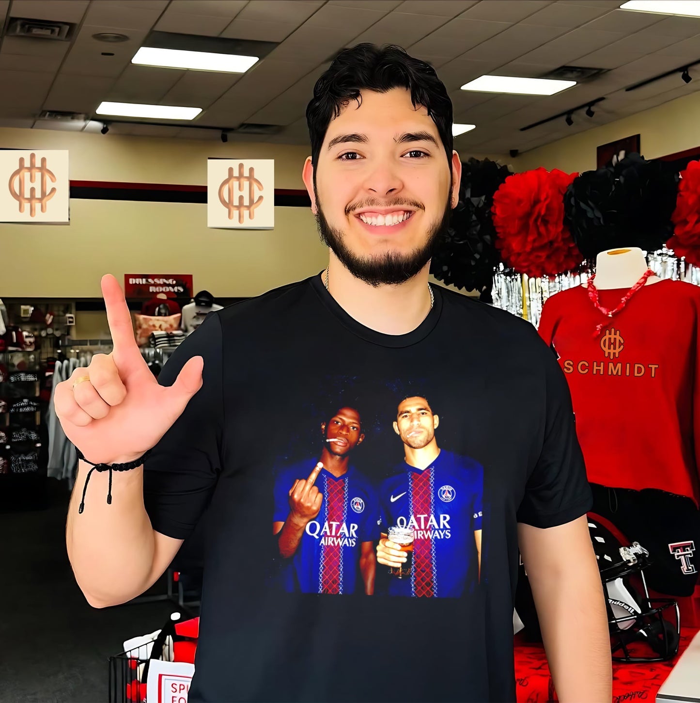 Achraf Hakimi and Nuno Mendes Paris Saint-Germain Middle finger shirt