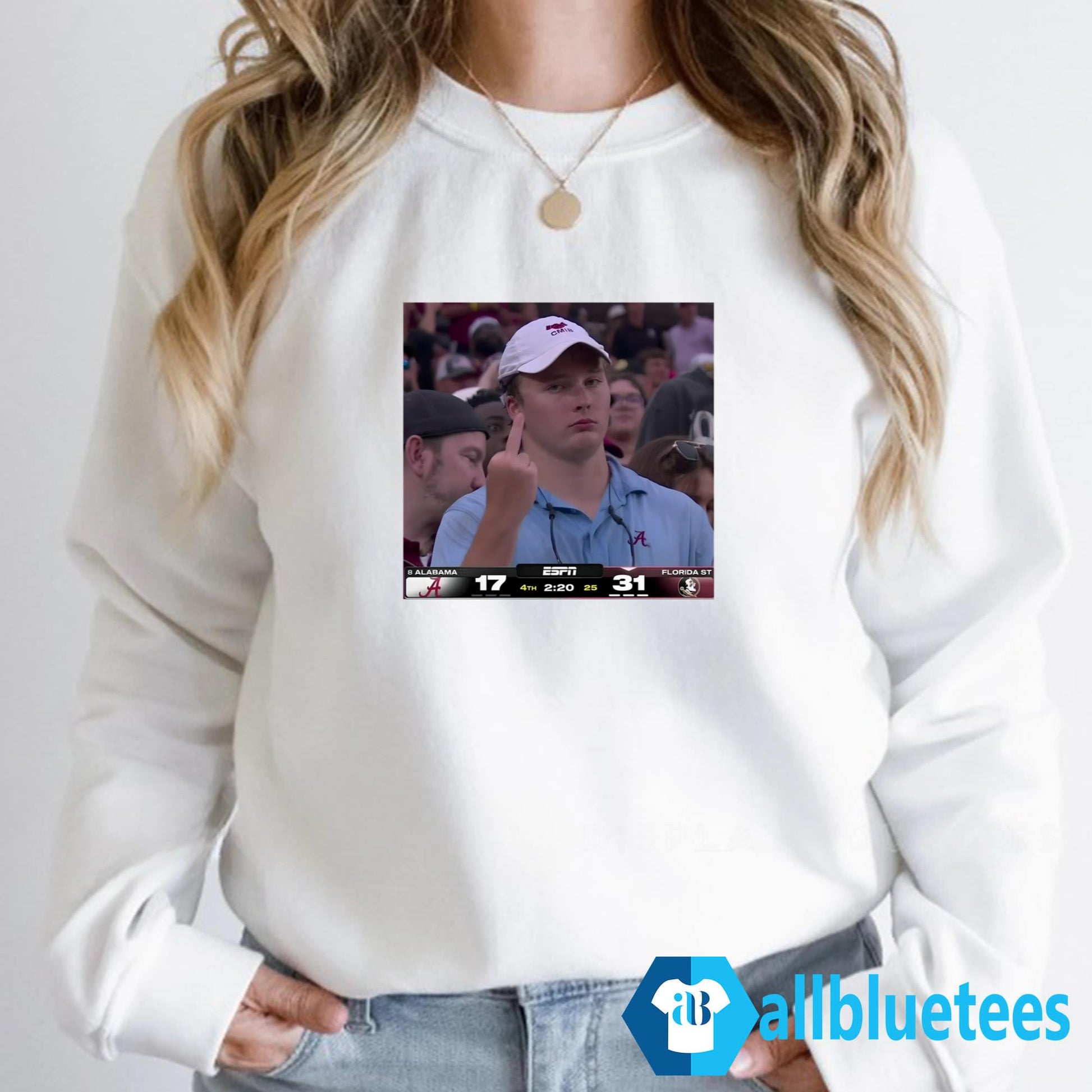 Alabama Fan Flips Off Camera Hanging Shirt