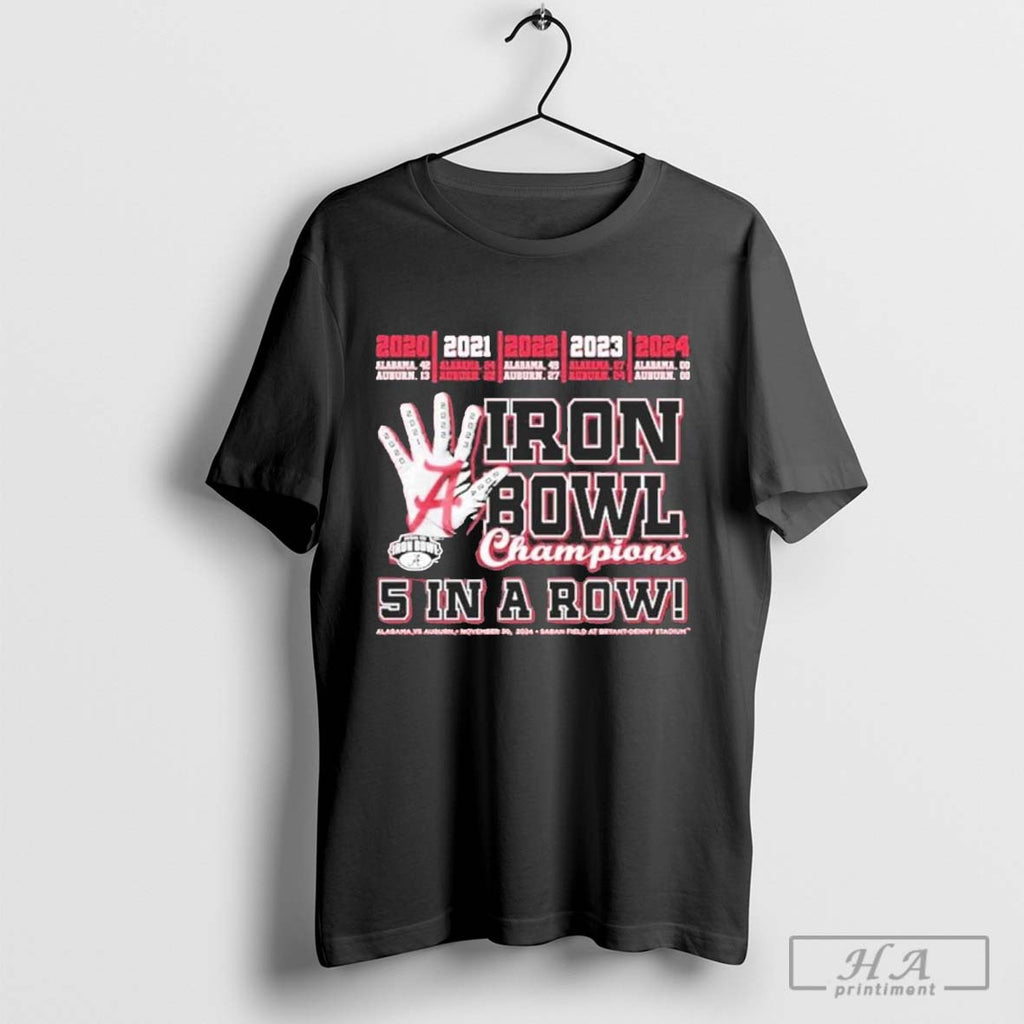 Alabama Iron Bowl Champions 5 In A Row Shirt 424365