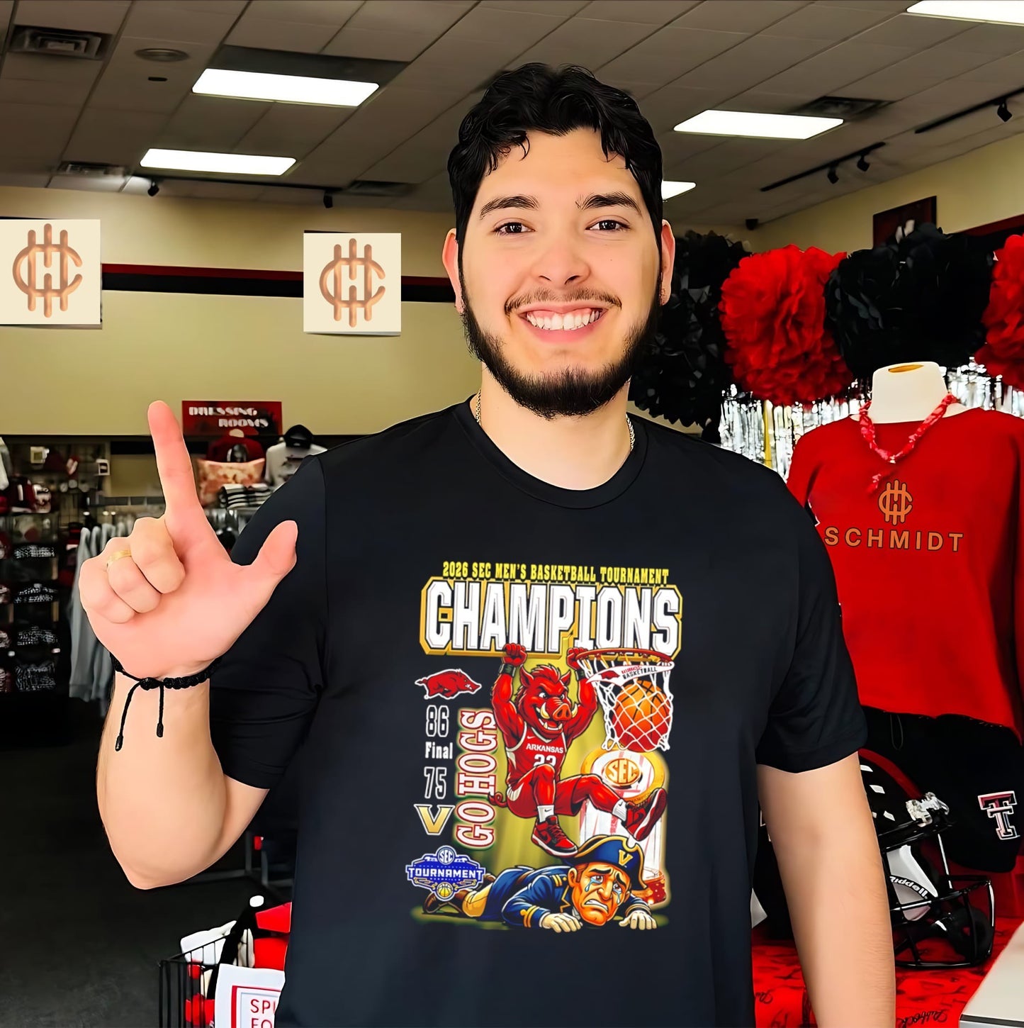 Arkansas Razorbacks beat Vanderbilt EC Mens Basketball Tournament Champions mascot shirt