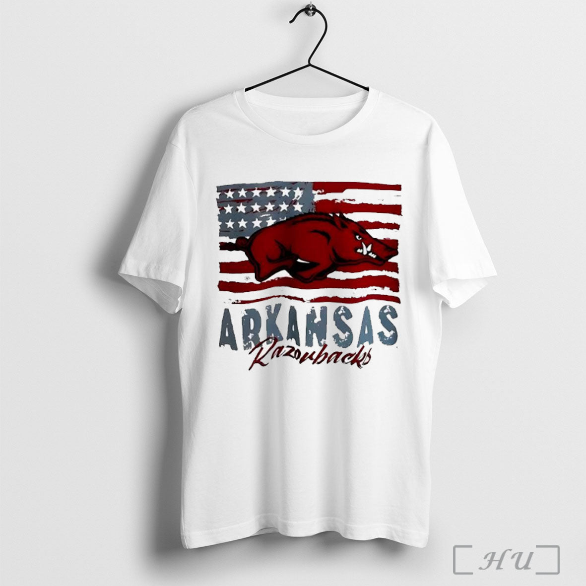 Arkansas Razorbacks Football American Flag T Shirt
